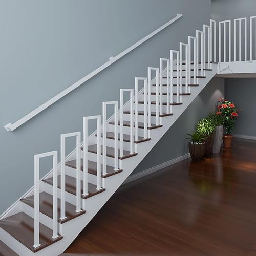 T-ZBDZ Treppengeländer U Form Weiß, Geländer Innen Modern, Treppengeländer Innen Handlauf, Geländer U Förmig Außen, Eingangsgeländer Aussen Treppe für Balkon Terrasse Veranda Garten, 65cm