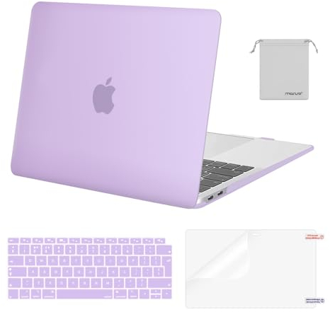 MOSISO Compatible with MacBook Air 13 inch Case M1 2021 2020 2019 2018, Hard Shell for MacBook Air M1 Case 13.3 inch A2337 A2179 A1932 & Keyboard Cover & Screen Film & Storage Bag, Purple
