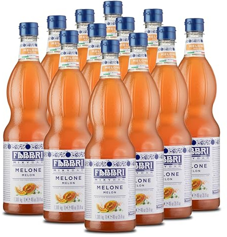 Food-United MELONEN-SIRUP 12x1L FLASCHE | FABBRI Mixybar | sciroppo di melone | Melonen-Früchte aus Afrika | fabbri 1905 cocktail bar syrop | für Melonen-Granita Sorbet Cocktail Eistee Saft (