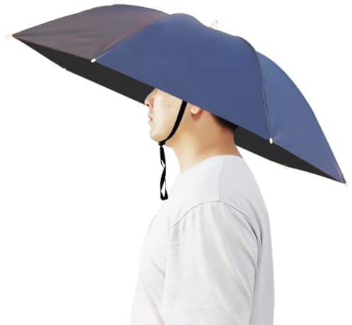 Bocampty Regenschirmhut, 94 cm, Angelschirm, Hut, freihändig, faltbar, UV-Schutz, verstellbare Kopfbedeckung für Angeln, Golf, Gartenarbeit, Sonnenschutz, Outdoor, Marineblau