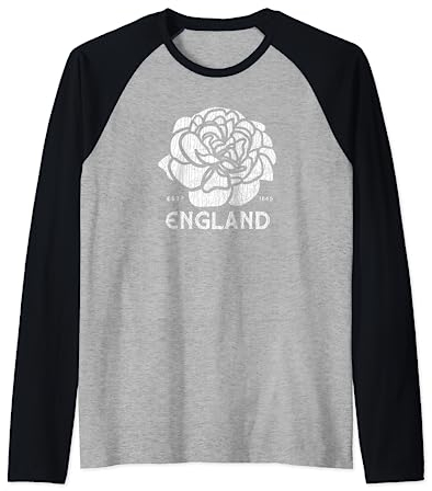 Rugby English Top White / Red Rose Flag of England Raglan