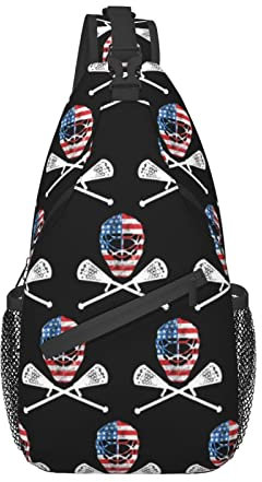 351 Crossbody Umhängetasche Lustiger Lacrosse-Helm Gekreuzt Rucksack Mehrzweck Casual Daypack Dauerhaft Umhängetasche Für Laufen Klettern Wander