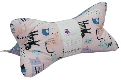 Leseknochen Nackenkissen Tiere bequem und waschbar! Handgestopft und genäht in Deutschland - Nutzbar als Nackenrolle Kissen Nackenrolle (Katze Picasso)