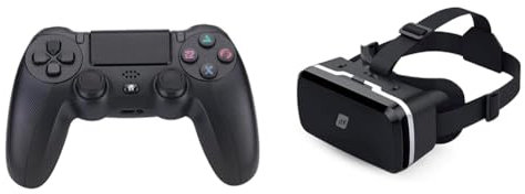 NK Mando para PS4 / PS3 / PC/Móvil Inalámbrico - Wireless Controller con Dualshock & Gafas 3D VR para Smartphone - Gafas Inteligentes de Realidad Virtual para Smartphone Entre 4.7
