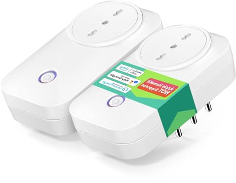 Meross Smart Presa Italiana WiFi - Monitoraggio Energetico, Intelligente (Type L) 16A 3840W, Controllo Remoto App, Compatibile con Alexa, Google Home, 2 Pezzi, 2,4GHz
