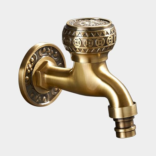 SXWYLZ Robinet Jardin Vintage Robinet Exterieur Jardin 1/2 Laiton Robinet Mural Eau Froide Applique Mural Robinet Extérieur pour Exterieur Jardin Terrasse