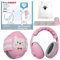 Gehörschutz Baby,2 In 1 Baby Kopfhörer Lärmschutz 24dB Baby Kopfhörer Lärmschutz Baby Ohrenschützer Lärm mit Verstellbares Kopfband Baby Gehörschutz für Bis 36 Monate - Ergonomisch,Leicht & Bpa(Rosa)
