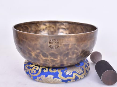 Amilav Collections Cuenco tibetano tibetano de luna llena, cuenco tibetano de meditación, cuenco de curación hecho a mano