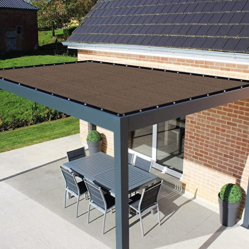 Balcon avec œillets en tissu d'ombrage pour appartements, terrasse, pergola, coupe-vent, balustrade, marron, 2 x 3 m