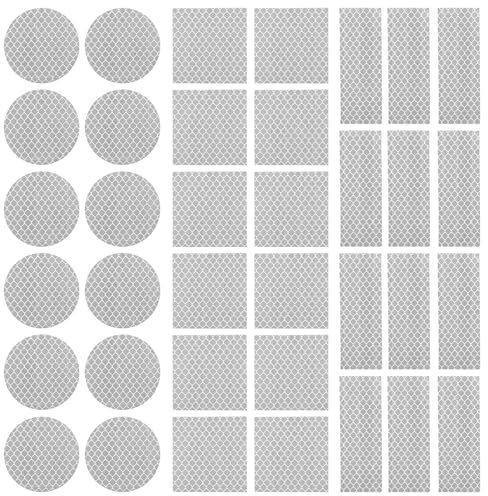 Yuanchu Reflektoren Aufkleber Set, 36 Fahrrad Reflektoren 3 Formen Reflektoren Kinderwagen Fahrradzubehör Reflektoren für Kleidung Reflektoraufkleber Motorräder Leucht Aufkleber Felgen Sticker (Weiß)