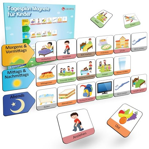 LIKARTO® Magnet-Set für Tagesplaner, 150 Magnete zur Tagesplanung, für alle magnetischen Oberflächen, Förderung von Selbstständigkeit und Organisation