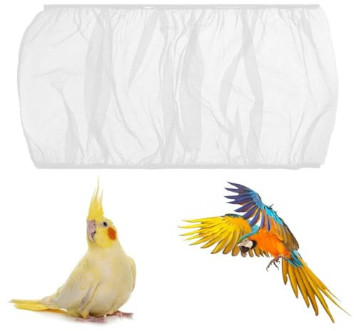 OUDQFCJ 2 Piezas Cubierta de Red Universal Suave para Jaula de Pájaros, Receptor de Semillas, Cubierta Elástica para Ventilación a Prueba de Polvo (Jaulas Redondas y Cuadradas)