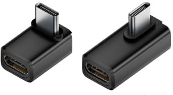 Puiseno Adattatore USB-C da 2 pezzi, supporta Thunderbolt 5, USB 4 Gen 2, 240 W, 80 Gbps, compatibile con tutti i dispositivi, ricarica, video, audio lossless, angolato medio, nero