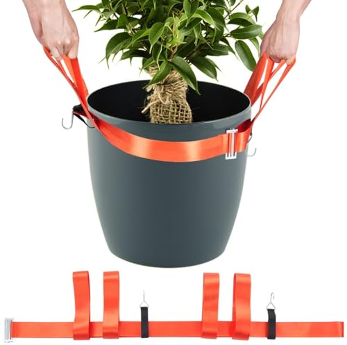 Kronabelle Garden Planter Moving Strap, Adjustable Flowerpot Lifting Belt for Plants, Landscaping Pot Mover with Hooks & Non-Slip Handles