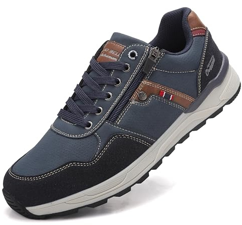 Trainers Men Casual Sneakers with Zipper Blue