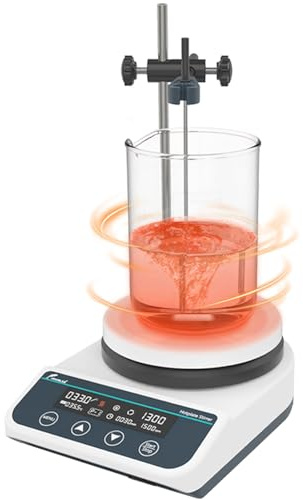 JOANLAB Magnetic Stirrer Hot Plate 310°C (590°F), 5 Inch Ceramic Hotplate, Digital Magnetic Mixer with Timer, 50-1500 RPM, 3L Capacity, External Temp Probe & Stirring Bar(HS5PRO)
