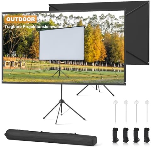 Pantalla de Proyección Exterior, 90 Pulgadas 16:9, Pantalla de Proyector con Soporte, Alto Ganancia, 4K, Pantalla de Proyector Portátiles, Diseño Resistente al Viento, para Cine en Casa y Camping.