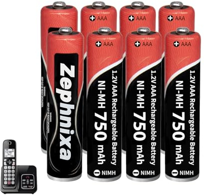 8 Pack AAA Rechargeable Battery Ni-MH 1.2V 750mAh Battery for Panasonic/BT | Pre-charged, low self-discharge, 2000 charge cycles – ideal for cordless phones, remotes, toys & more
