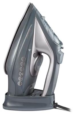 Cordless Steam Iron, Grey and White, Ceramic Soleplate, Vertical Steam Function