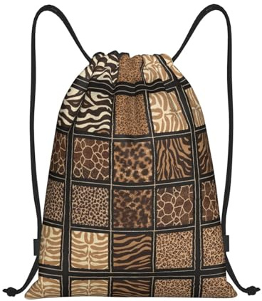 Kfjghhl Wild Zoo Rucksack mit Kordelzug, Sporttasche, Turnbeutel, Damen, Herren, Kinder, Outdoor-Sport, Schwarz , S, Urlaub