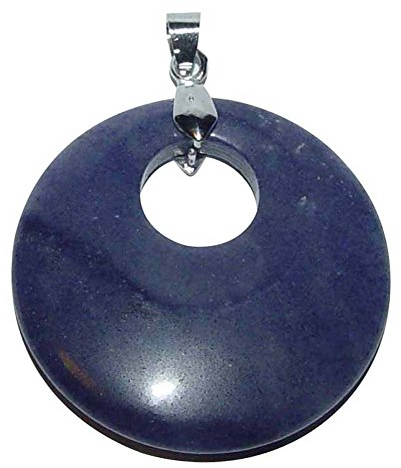 Blauquarz Anhänger rund mit silberfarbenem Clip 40mm Durchmesser schöne flache ausgesuchte Einzelstücke.(3144)