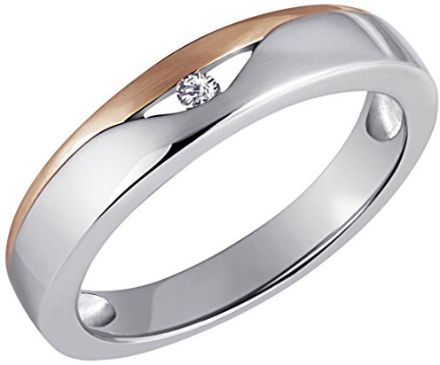 Goldmaid Damen-Ring 925 Sterlingsilber rot vergoldet ein weißer Zirkonia