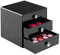 iDesign Drawers Cassetti porta trucchi, Mini cassettiera di qualità per make up, bijoux ecc., Cubi porta cosmetici con 3 cassetti, Plastica nero