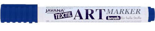 Kreul 90613 - Javana Textil Artmarker, blau, mit universell einsetzbarer Pinselspitze ca. 1 - 3 mm, brillanter Stoffmalstift für helle Stoffe