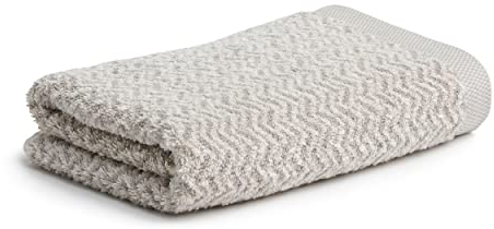 möve Brooklyn Duschtuch Fischgrat 80 x 150 cm aus 85 % Baumwolle / 10 % Viskose aus Bambus-Zellstoff / 5 % Leinen, nature / cashmere