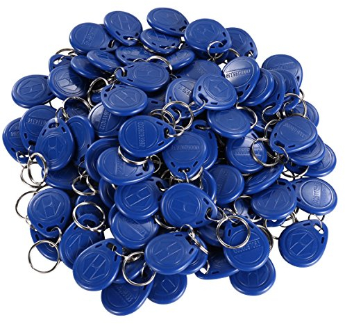 UHPPOTE Nähe 125KHz RFID EM ID Karte Etikett Token Schlüsselanhänger Nur Lesen Farbe Blau (Packung mit 100)