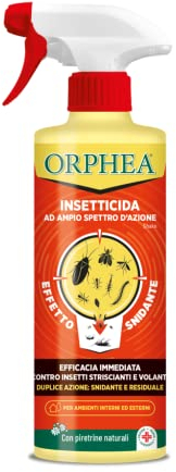 Orphea, Insetticida Spray, Ampio Spettro d'Azione, Contro Formiche, Scarafaggi, Acari, Pulci, Centopiedi, Mosche, Zanzare, 500 ml