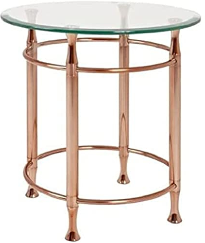 HAKU Möbel Table d'appoint cuivre, métal, Verre trempé 10 mm - Dim.: H 52 cm x Ø 50 cm, Style: Contemporary