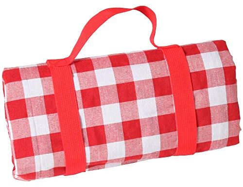 Les Jardins de la Comtesse - Rechteckige Picknicktischdecke XL Rot/Weiß Fliesen - Picknickdecke Baumwolle/Polyester Wasserdichtes Revers - Auch für Gartentisch - 140 x 280 cm - Faltbar/Tragbar