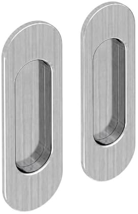 SLID'UP by Mantion Griffmulden Set für Schiebetüren, oval, Nickel gebürstet, für Durchgangstüren, Zimmertüren, Schranktüren
