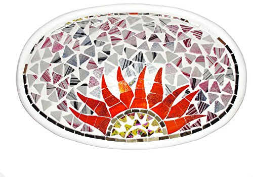 Deko - Schale Glasmosaik oval Sonne orange 30 cm