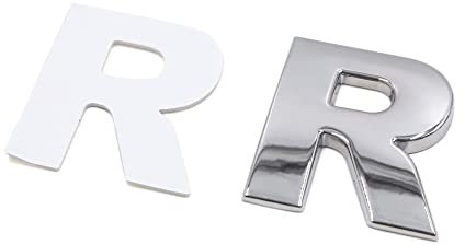 sourcing map Silberfarbener Metall-R-Buchstaben-Alphabet-Aufkleber, Emblem-Abzeichen-Aufkleber für Auto