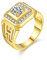 Uloveido Herren gelb vergoldet runde zirkonia Hochzeit Band breite quadratische verlobungsringe Ringe für männer jx001 (Gold, größe 57 (18,1))