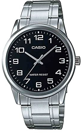 Casio #MTP-V001D-1B Men's Standard Stainless Steel Easy Reader Black Dial Watch