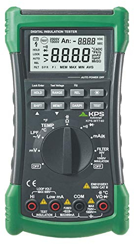 KPS-MT740 Digital Multimeter TRMS mit Isolationsmessung bis zu 1kV AC/DC Spannung AC/DC Strom AC/DC Widerstand Kapazität Frequenz Temperatur und NCV 6600 Zählungen