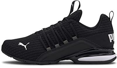 PUMA Men's Axelion Block Running Shoes, Black Black White 01, 8 UK