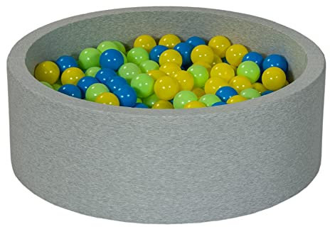 Piscine à balles pour Enfant, Aire de Jeu + 300 balles (Couleurs des balles: Jaune, Bleu, Vert)