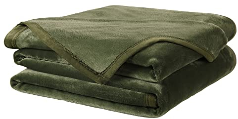 Weiche Queen-Size-Decke, warm, flauschig, Mikroplüsch, leicht, Thermo-Fleece-Decken für Couch, Bett, Sofa, 228 x 228 cm, Olivgrün