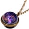Holibanna Galaxie Pendentif Collier Univers Rétro Ciel Étoilé Planètes Charme Boule de Verre Double Face Bijoux Lueur dans L'obscurité pour Homme Femme (Style 1)