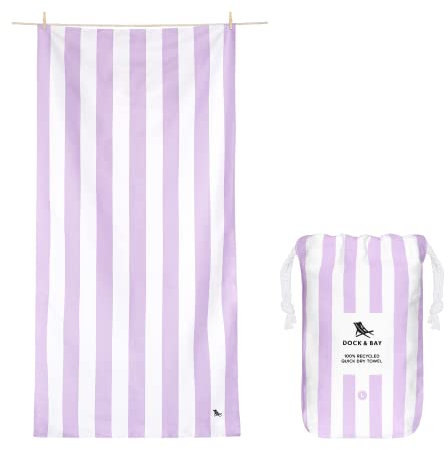 Dock & Bay Strandtuch - schnell trocknend, sandfrei - kompakt, leicht - 100% recycelt - inklusive Tasche - Cabana Light - Lombok Lilac - Large (160x90cm, 63x35)