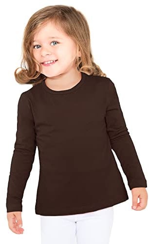 Lilax Girls' Basic Long Sleeve Round Neck Cotton T-Shirt 8 Brown