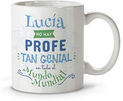 LolaPix Taza Profesora. Regalos Personalizados con Nombre y Texto. Tazas con Frases Originales de Ceramica. Genial Azul
