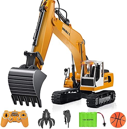 s-idee® E561-003 1/16 Rc Schaufelbagger + DREI Anbauteile 15 Kanal Bagger 1:16 mit 2,4 GHz ferngesteuert mit Akku und Ladegerät