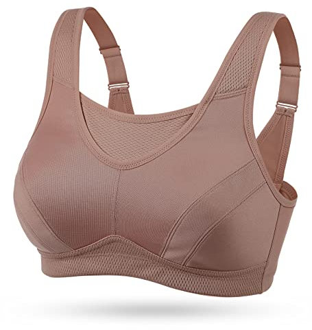 Wingslove Soutien-Gorge Brassiere Sport Femme Grande Taille Impact Elevé sans Armature Non Rembourré Brassière Sport (Amber, 105D)