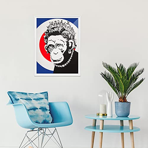 Banksy Monkey Queen Poster Druck – Home Wall Art Bild Funky Foto Poster Dekoration – Cool Kitchen London Political Riesige Queens Decor