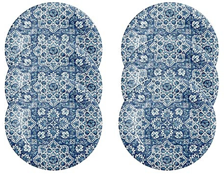 Auntie Morags Atlantic Blue - Melamine/Plastic Dinner Plates Set for 6